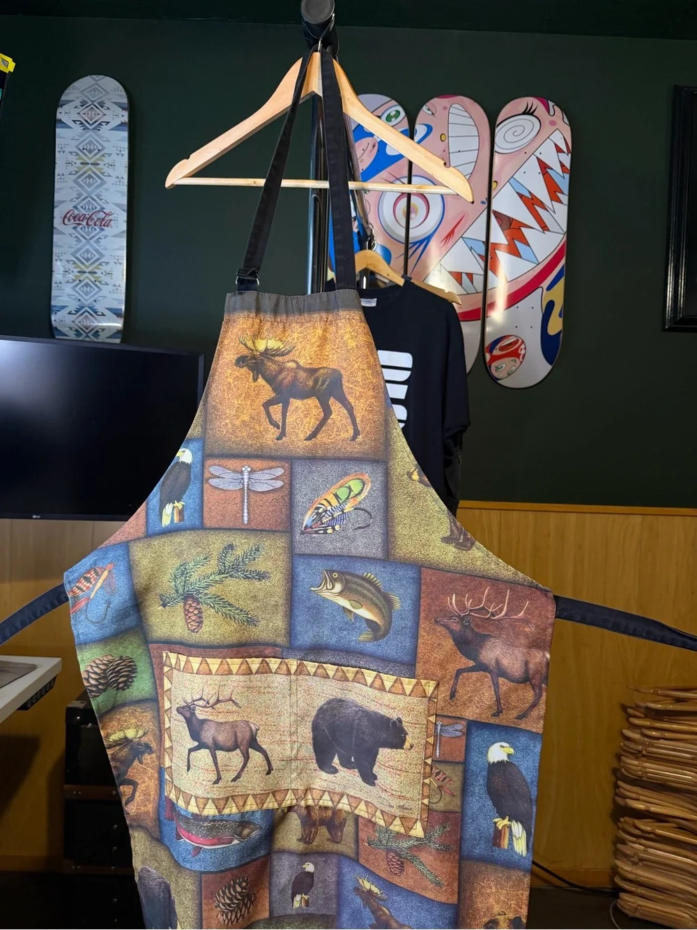 Rustic Wildlife Animal Patchwork Brown/Blue/Orange Apron